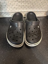 Crocs Crocband II Classic Comfort Slip On Clogs Black White Mens 9 Womens 11