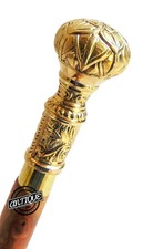 Antique Victorian Wooden Walking Cane Sticks Brass Handle Solid Cane Gift Ideas