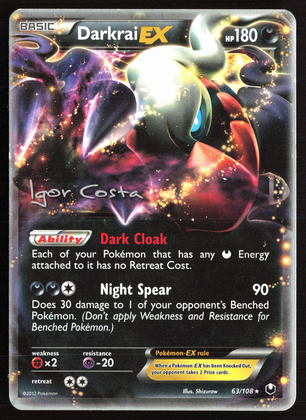 Pokemon Darkrai EX 63/108 Dark Explorers Holo Ultra Rare LP