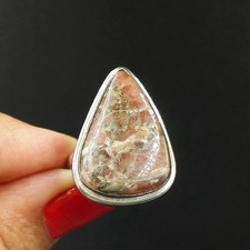 925 Sterling Silver Natural Rhodochrosite Gemstone Handmade Ring Size-7.5 US 