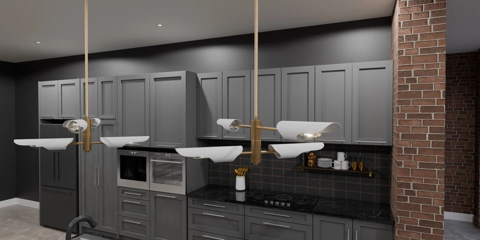 Lámpara de araña lineal Quoizel LOI444 Leoni 4 luces 44" W - latón cepillado desgastado Foto 2 de 4