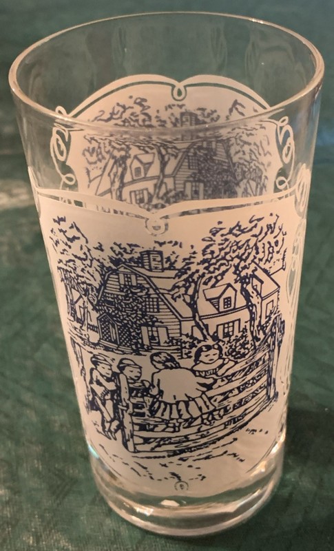 Vintage 1950's Royal USA "Currier & Ives Blue" Juice Glasses 8oz. EUC 