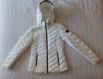 Women s Nautica Athletic Puffer Quilted Hooded Jacket White Size XS Packable