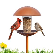 Bird Feeder with Pole Standing - Metal Outdoor Bird Feeder for Wild Small Bir...