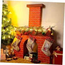 Christmas Fireplace Chimney Cardboard Giant Red Brick Cardboard 3D Fireplace 