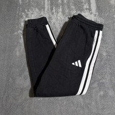 Adidas Black 3-striped Fleece Pants Size S Relaxed Sports Sweats Joggers