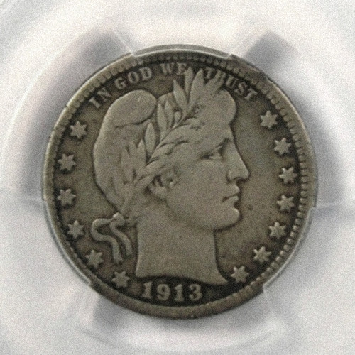 1913-S Barber Quarter As shown in the figure, San Francisco, Nice Key Date!
