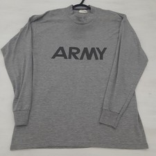 Vintage Army Mock Neck Long Sleeve T Shirt USA Made Men's Size M Gray