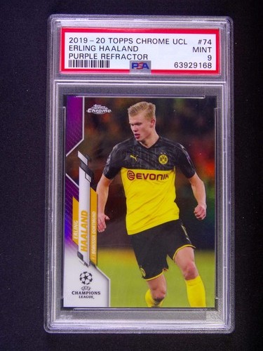 2019-20 Topps Chrome UCL Erling Haaland #74 Purple Refractor /250 PSA 9