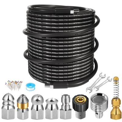#ad 110FT Sewer Jetter Kit for Pressure Washer 5800PSI Drain Cleaner Hose 1 4 In... $75.52