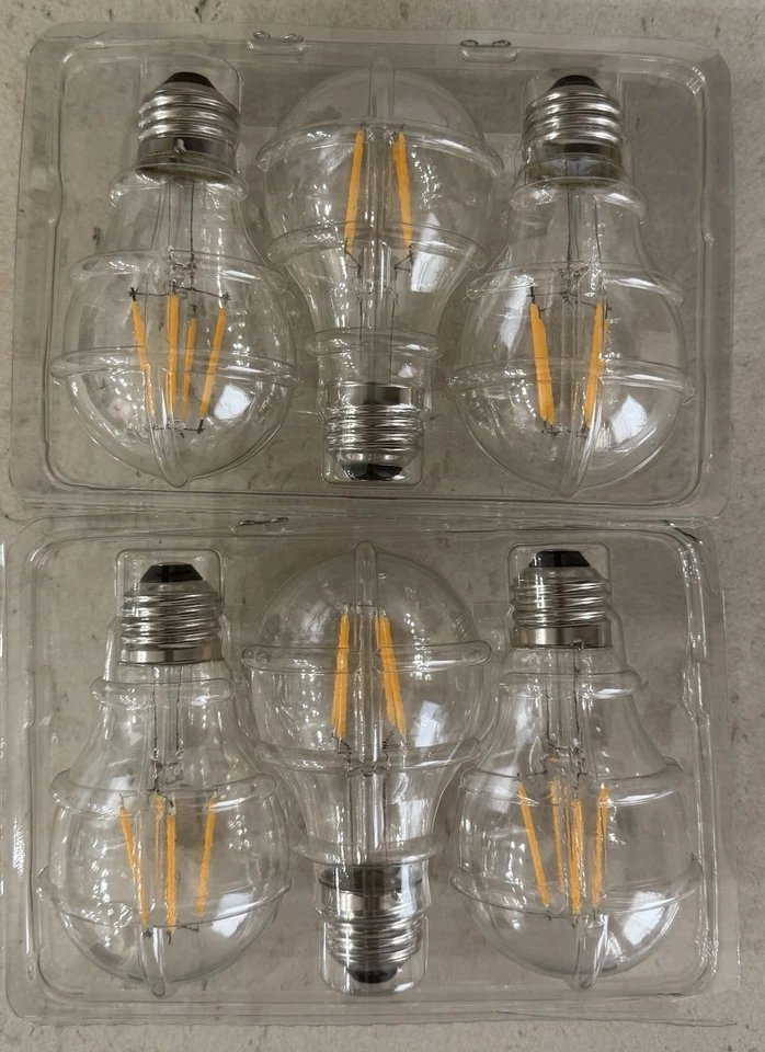 Vintage E26 A19 4W (40W equiv) LED Light Bulbs Warm White 2700K (6-Pack) - Image 2 of 2