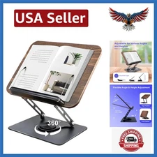 Book Stand for Reading - Adjustable 360° Rotating Book Stand Multi Heights wi...