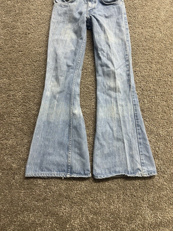 Pantalones de mezclilla vintage años 70 Levis para mujer lavado claro naranja con lengüeta Big Bell acampanados 26x28 de colección Foto 2 de 4