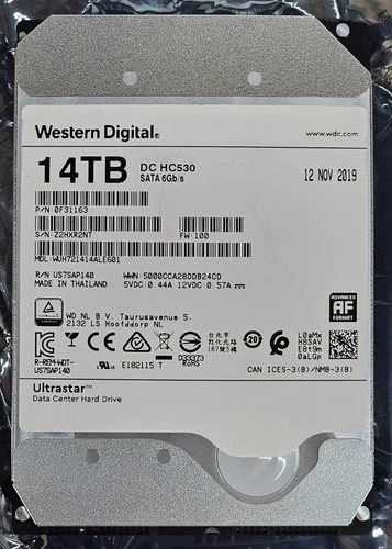 WD Ultrastar DC HC530 14TB SATA 6G 3.5" 7200RPM Enterprise HDD - WUH721414ALE601