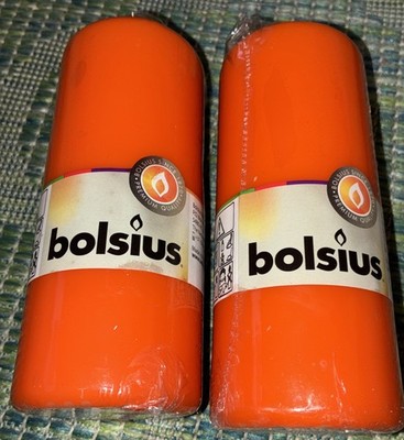 Pillar Candles Rustic  Made In Poland Orange Bolsius