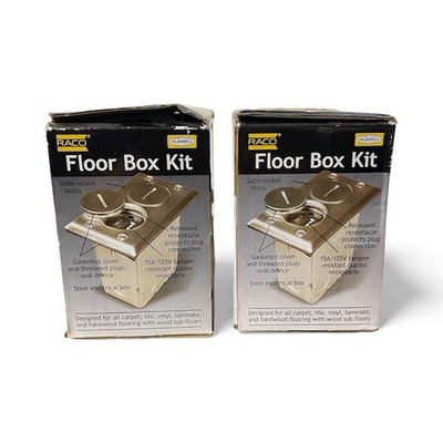 Hubbell Raco 6500NI-5 Rectangular Floor Box Kit Metallic Cover Plate 14 Amp