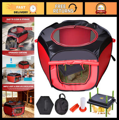 Chicken Brooder Box Kit - 4-in-1 Brooder Tent with Heating Plate, Feeder & Water