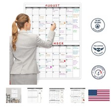 Large 38''x28'' Dry Erase Calendar - Undated 2- Wall Planner with Stickers