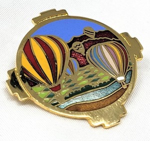 Hot Air Balloon Enamel Lapel Hat Pin Multicolred w/ Gold-Tone Backing VTG #J14-K