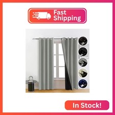 FEBSIXTH 100 Grey Blackout Curtains for Bedrom,Black Out Curtains for Living Ro