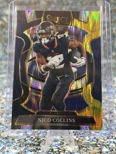 2025 Panini Select Football Nico Collins Black & Gold Prizm Shock Concourse