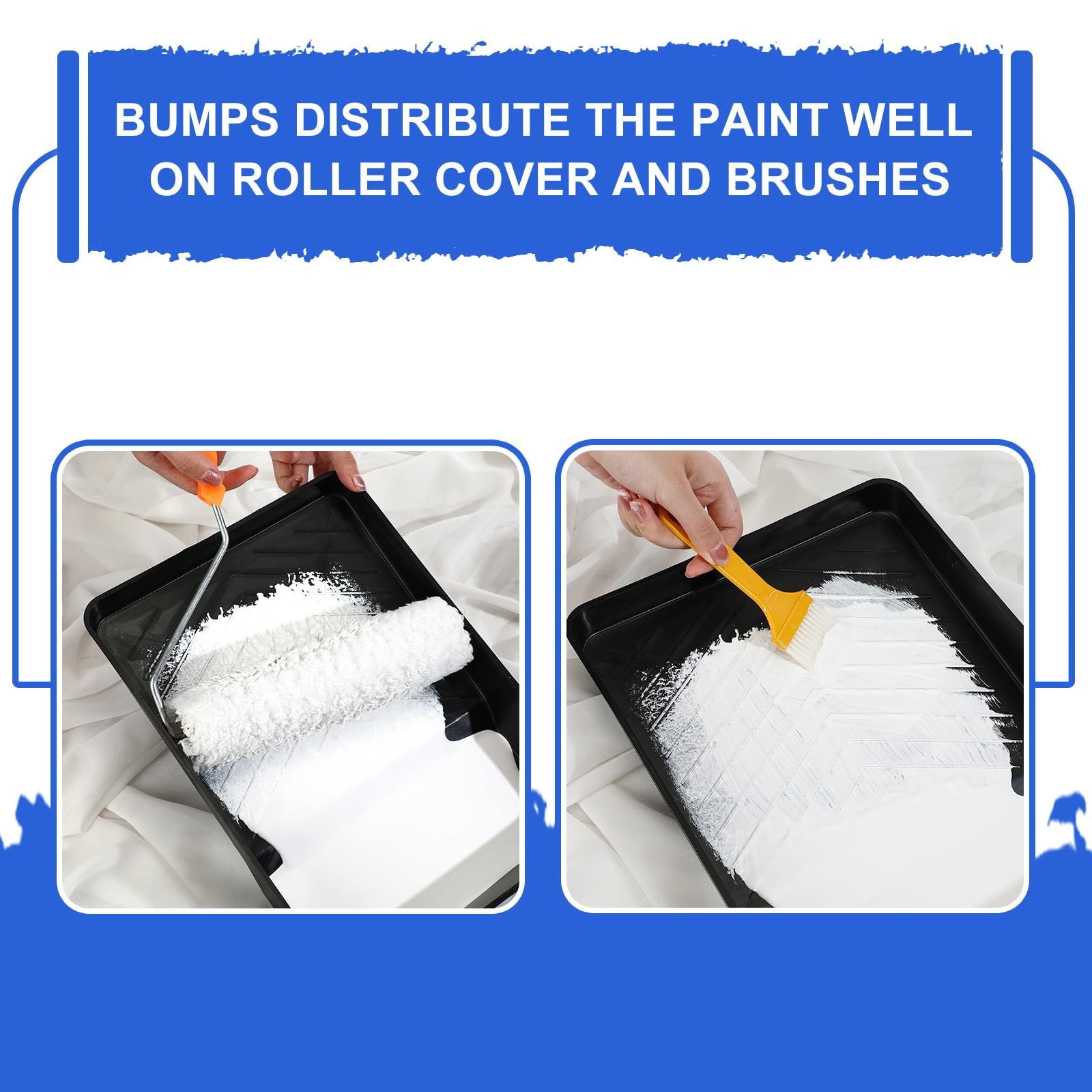 8 Pcs Paint Tray 9 Inch Reusable Plastic Roller Pan for 9 Inch Roller Brushes...