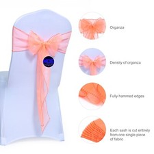 100 Light Orange Organza Chair Sashes Chair Cover Wider Bows wedding party d cor
