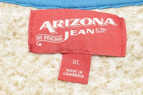 Vintage Sweatshirt Arizona Jeans Size XL 90s Sandy Beige Aqua Blue Trim Pockets - Picture 3 of 10