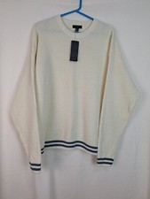 New Look Mens Cream Waffle Stripe Long Sleeve Jumper Size Large New