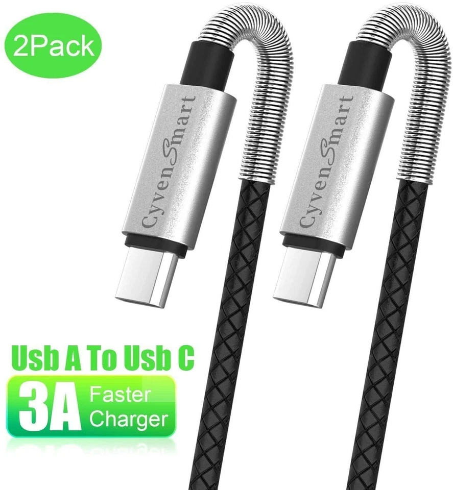10Ft USB Type C Cable 2 PK Charge Samsung S10 A20 LG Stylo Charger Charging Cord - Image 2 of 4