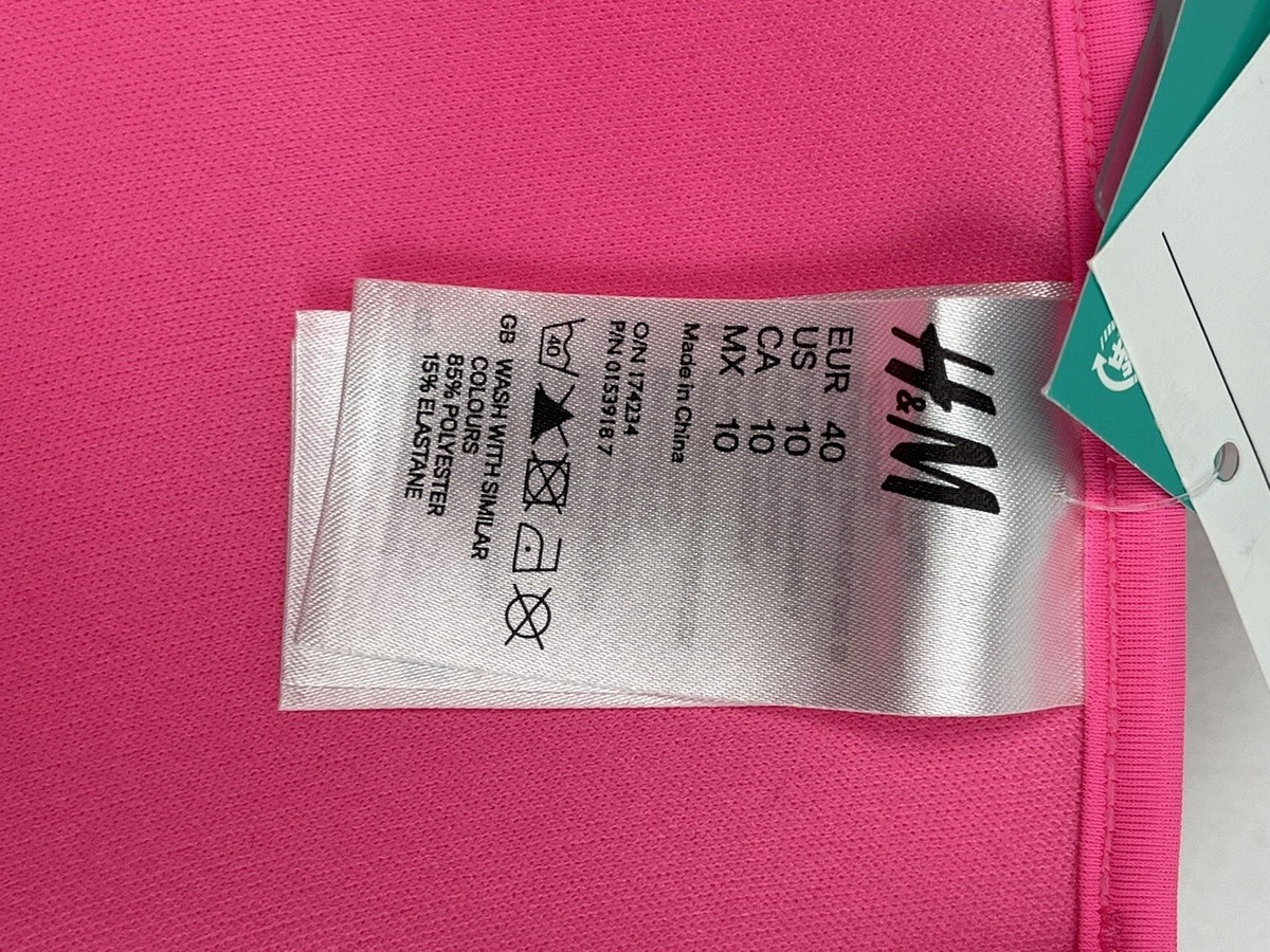 you BNWT H&M Bikini Top Neon Hot Pink Size 14 Padded No Wire Chrome