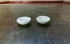 Dollhouse Ceramic Bowls Set of 2 White Fluted Edges 1:12 Scale Miniature Kitchen