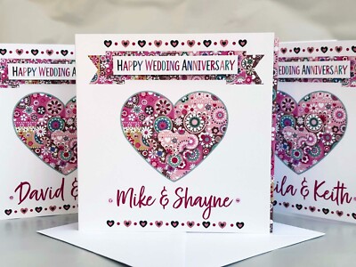 Karte Hochzeitstag personalisiert JUBILÄUM Hochzeitskarte Karten