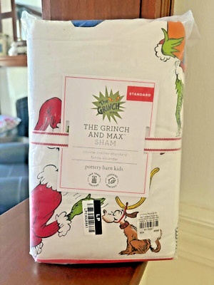Disney Pottery Barn Grinch Christmas pillow Sham Dr Seuss Holiday Gift party kid