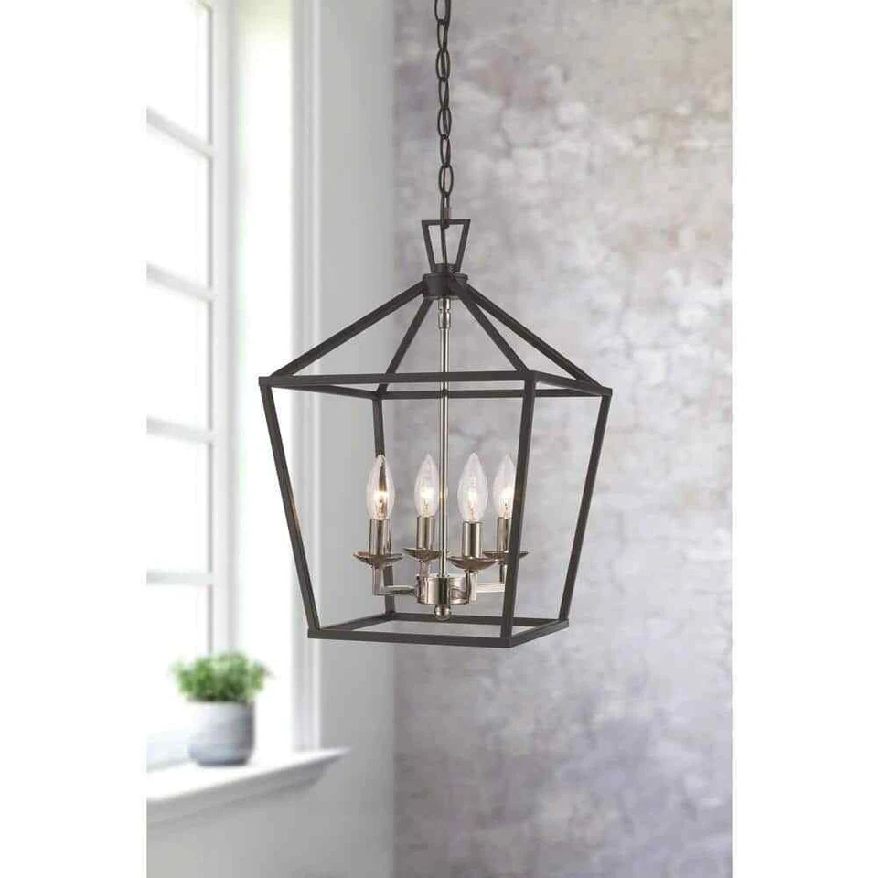 Bel Air Lighting Lacey 4-Light Black and Chrome Pendant Light Fixture - Image 2 of 4