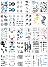 Temporary Body Arm Tattoos 30 Sheets Moon Star Butterfly Flower Fake Stickers #F