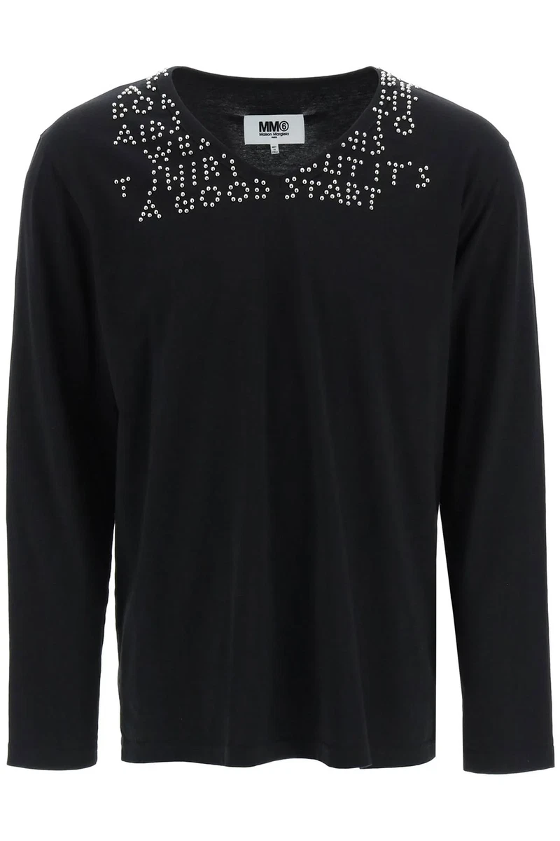 NEW Mm6 maison margiela long-sleeve t-shirt with studs S62GD0134