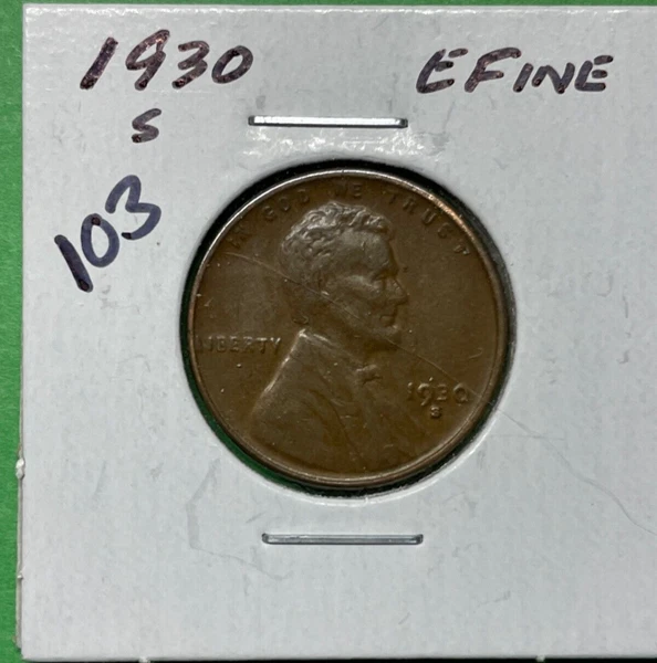 1930 S Lincoln Wheat Penny EFine