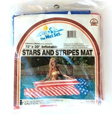 Vtg 1987 NOS Intex Wet Set Stars Stripes Pool Float Inflatable Mat Patriotic USA