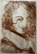 Restrike etching Print of Salvador Dali's "Self Portrait"