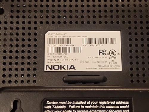 Nokia SS2FII T-Mobile Femtocell Multi-Band SOHO 4G LTE CellSpot V2 - Photo 4 sur 5