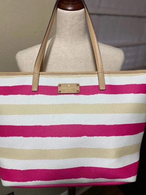 kate spade New York Pink & Cream Striped Bondi Road Harmony Tote, Shoulder Bag - Image 2 of 4