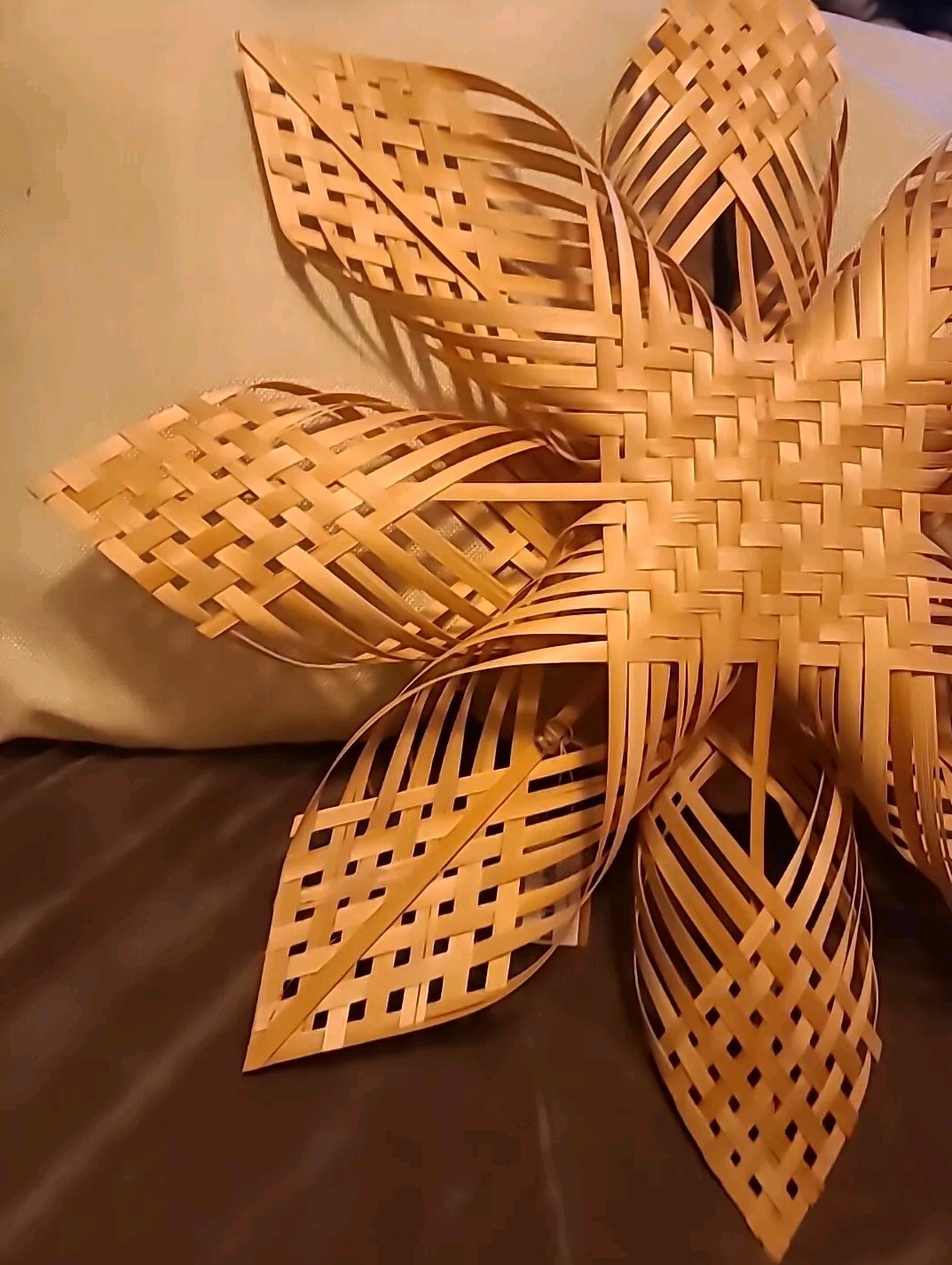 NWT Christmas Tree Topper Star Boho Natural Huge Bamboo Ratan Woven Big 22"