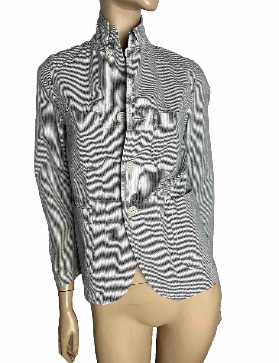 ENGINEERED GARMENTS PINSTRIPE SINGLE BREASTED POCKETS JACKET SIZE 