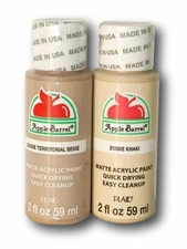 Apple Barrel Acrylic Paint Dark Flesh Tones Set, Khaki & Territorial Beige 
