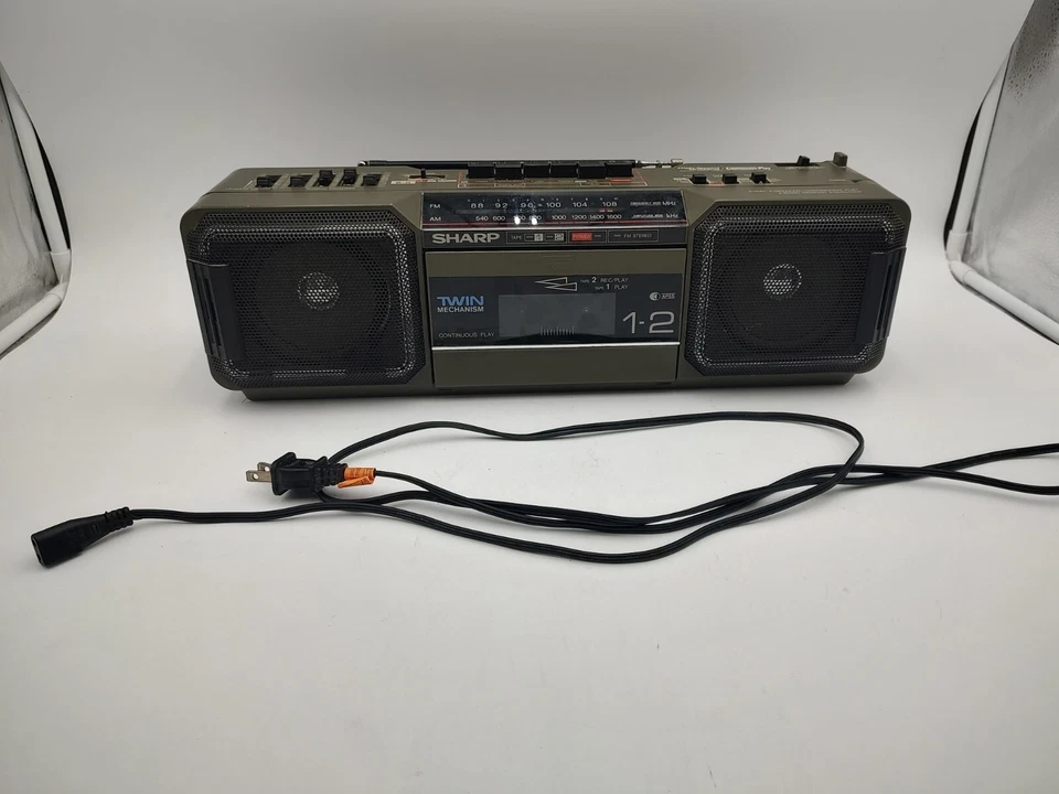 Boombox Doble Cinta Estéreo Retro Old School Vintage Años 80 SHARP WQ-T282 - LEER Foto 2 de 4