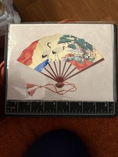 Japanese Fukui Asahido Kyoto greeting card Fan Cranes Tree
