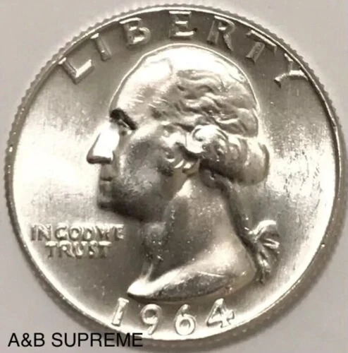 1964 D Washington Quarter From OBW Roll Estate CHOICE-GEM Bu Unc. 90% Silver