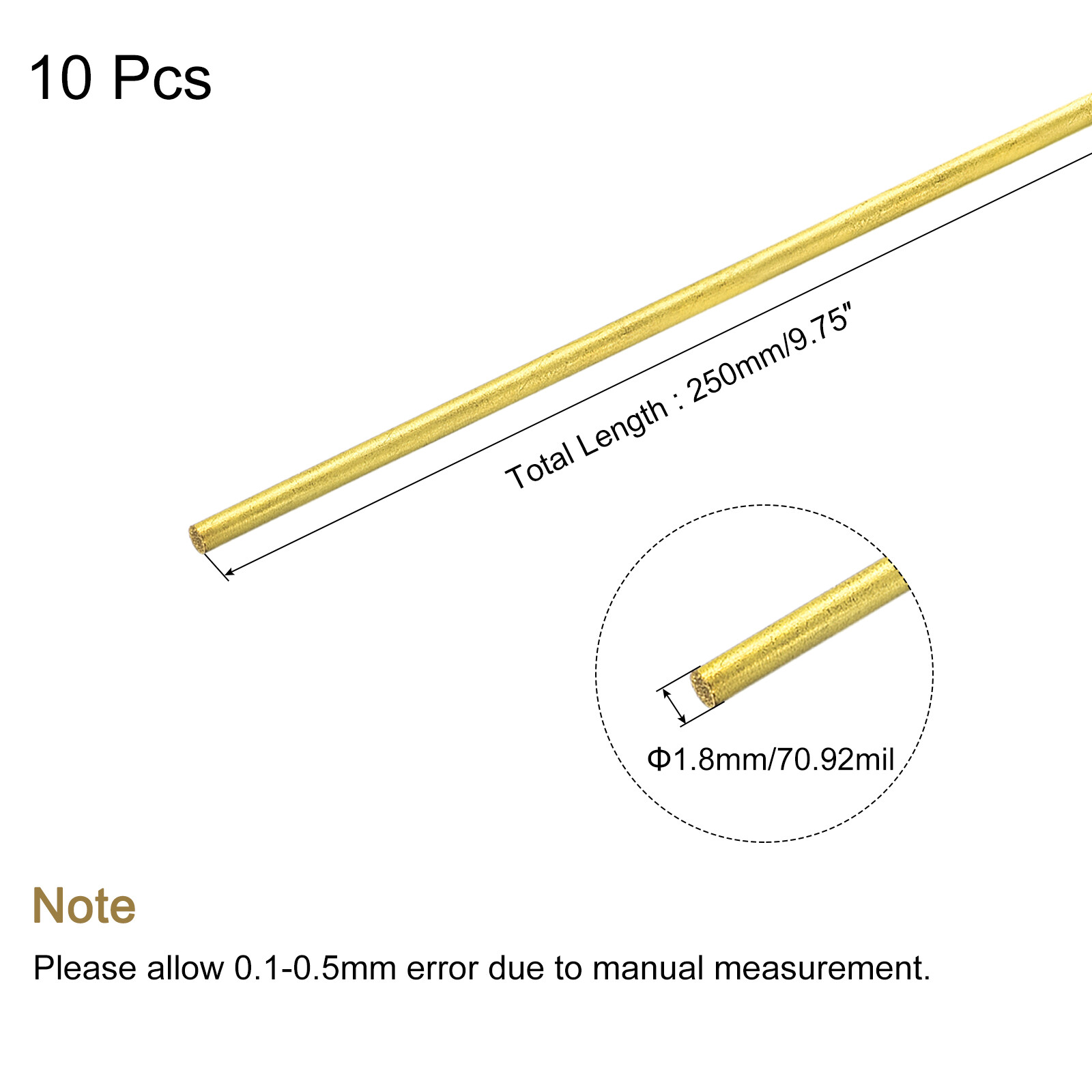 Sourcing Map 20x Messingstäbe: 1,5mm X 300mm Rundstäbe Für Modellbau & DIY