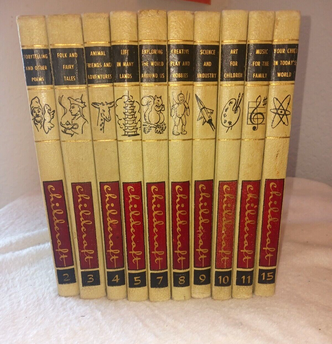 Vintage 1954 Childcraft Series Partial Set of 15 Volumes 2-5, 7-11